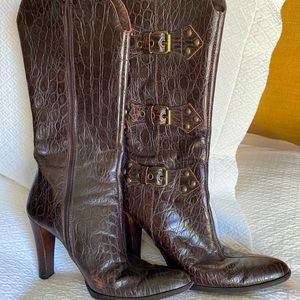 Charles David Boots croc skin print